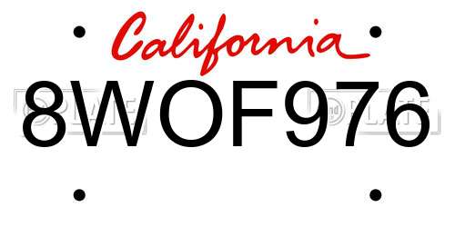 8WOF976 California License Plate