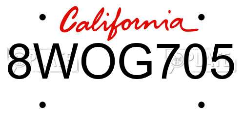 8WOG705 California License Plate