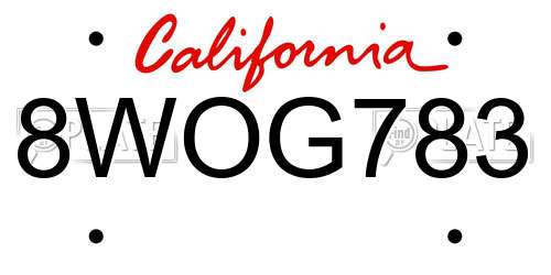 8WOG783 California License Plate