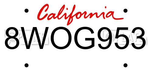 8WOG953 California License Plate