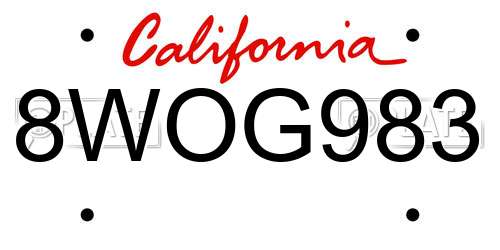 8WOG983 California License Plate