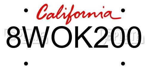 8WOK200 California License Plate