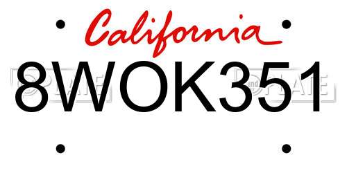 8WOK351 California License Plate