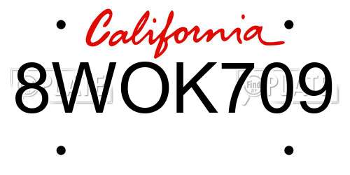 8WOK709 California License Plate