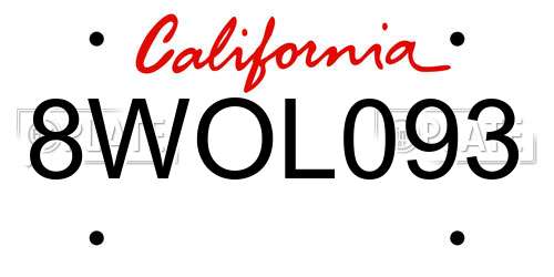 8WOL093 California License Plate