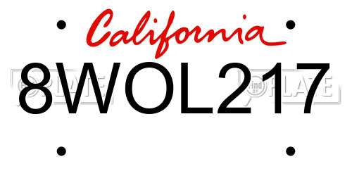 8WOL217 California License Plate