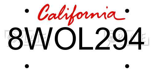 8WOL294 California License Plate