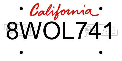 8WOL741 California License Plate