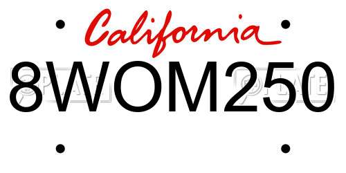 8WOM250 California License Plate