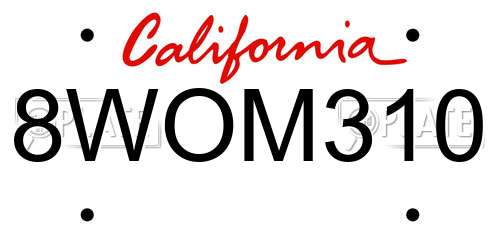 8WOM310 California License Plate
