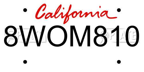 8WOM810 California License Plate