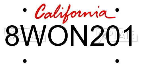 8WON201 California License Plate