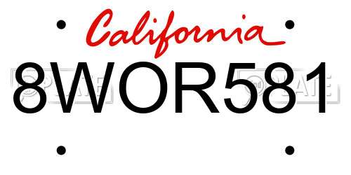 8WOR581 California License Plate