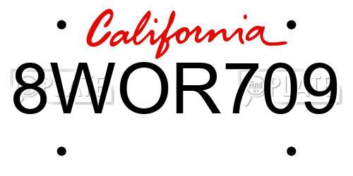 8WOR709 California License Plate