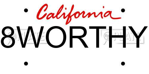 8WORTHY California License Plate
