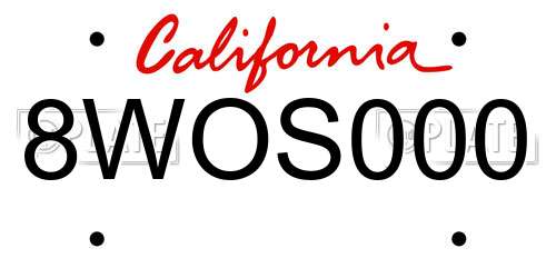 8WOS000 California License Plate