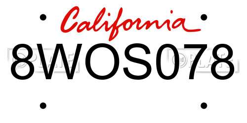 8WOS078 California License Plate