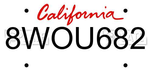 8WOU682 California License Plate