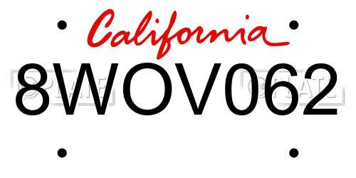 8WOV062 California License Plate