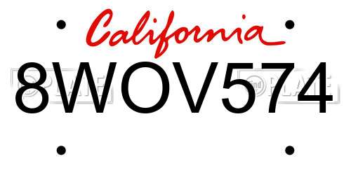 8WOV574 California License Plate
