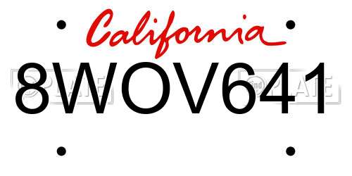 8WOV641 California License Plate