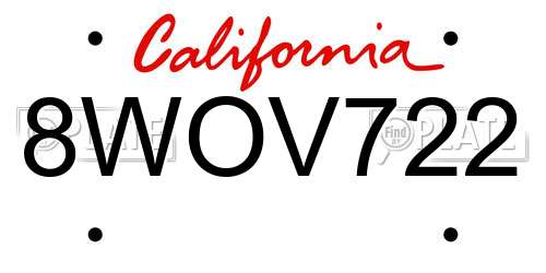 8WOV722 California License Plate