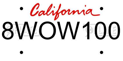 8WOW100 California License Plate