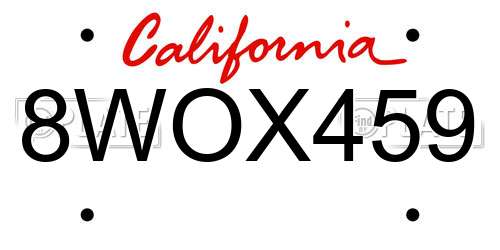 8WOX459 California License Plate