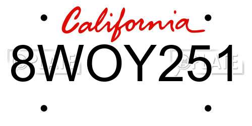 8WOY251 California License Plate