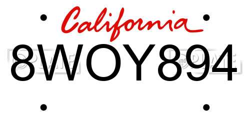 8WOY894 California License Plate