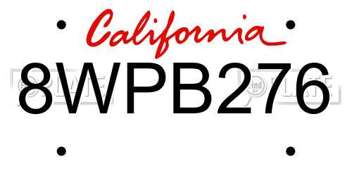 8WPB276 California License Plate