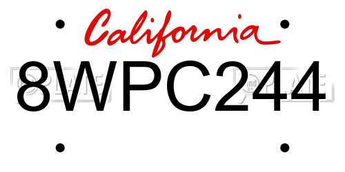 8WPC244 California License Plate