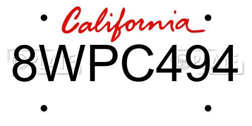 8WPC494 California License Plate