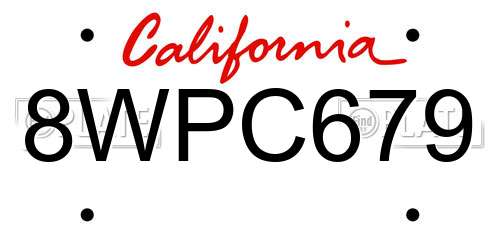8WPC679 California License Plate
