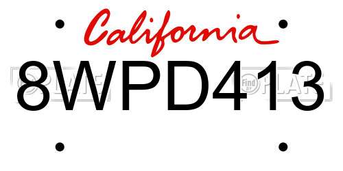 8WPD413 California License Plate