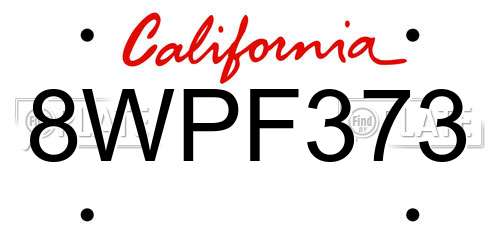 8WPF373 California License Plate