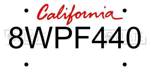 8WPF440 California License Plate