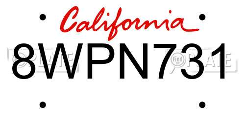 8WPN731 California License Plate