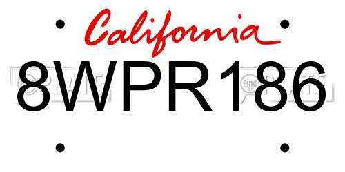 8WPR186 California License Plate