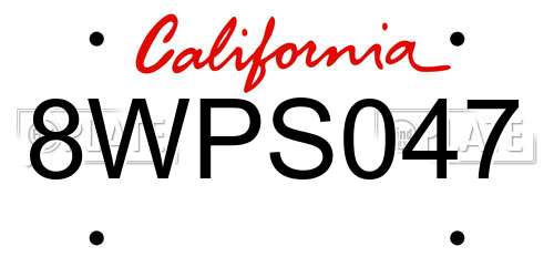 8WPS047 California License Plate