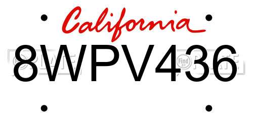 8WPV436 California License Plate