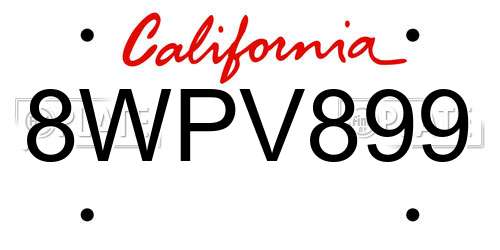 8WPV899 California License Plate