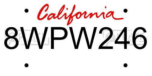 8WPW246 California License Plate
