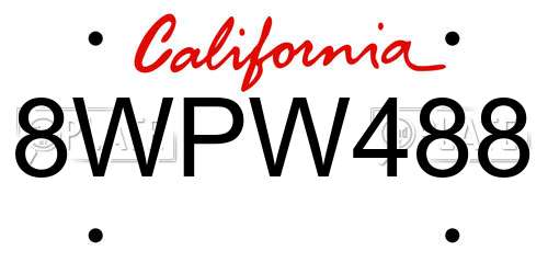 8WPW488 California License Plate