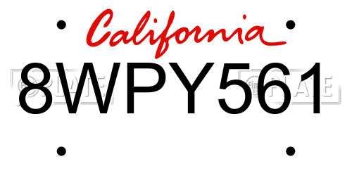 8WPY561 California License Plate