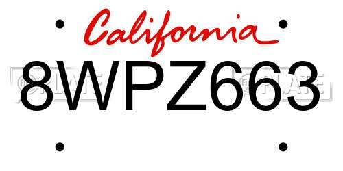 8WPZ663 California License Plate