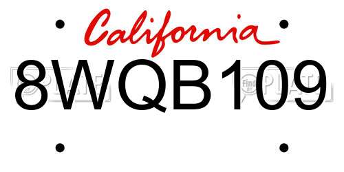 8WQB109 California License Plate