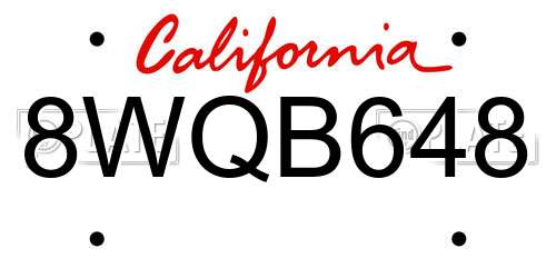 8WQB648 California License Plate