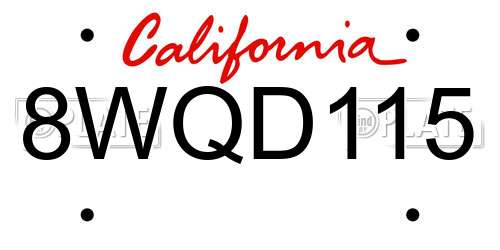 8WQD115 California License Plate