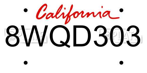 8WQD303 California License Plate